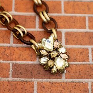 20 inch, Vintage Abstract Rhinestones Two Tone Necklace - W30